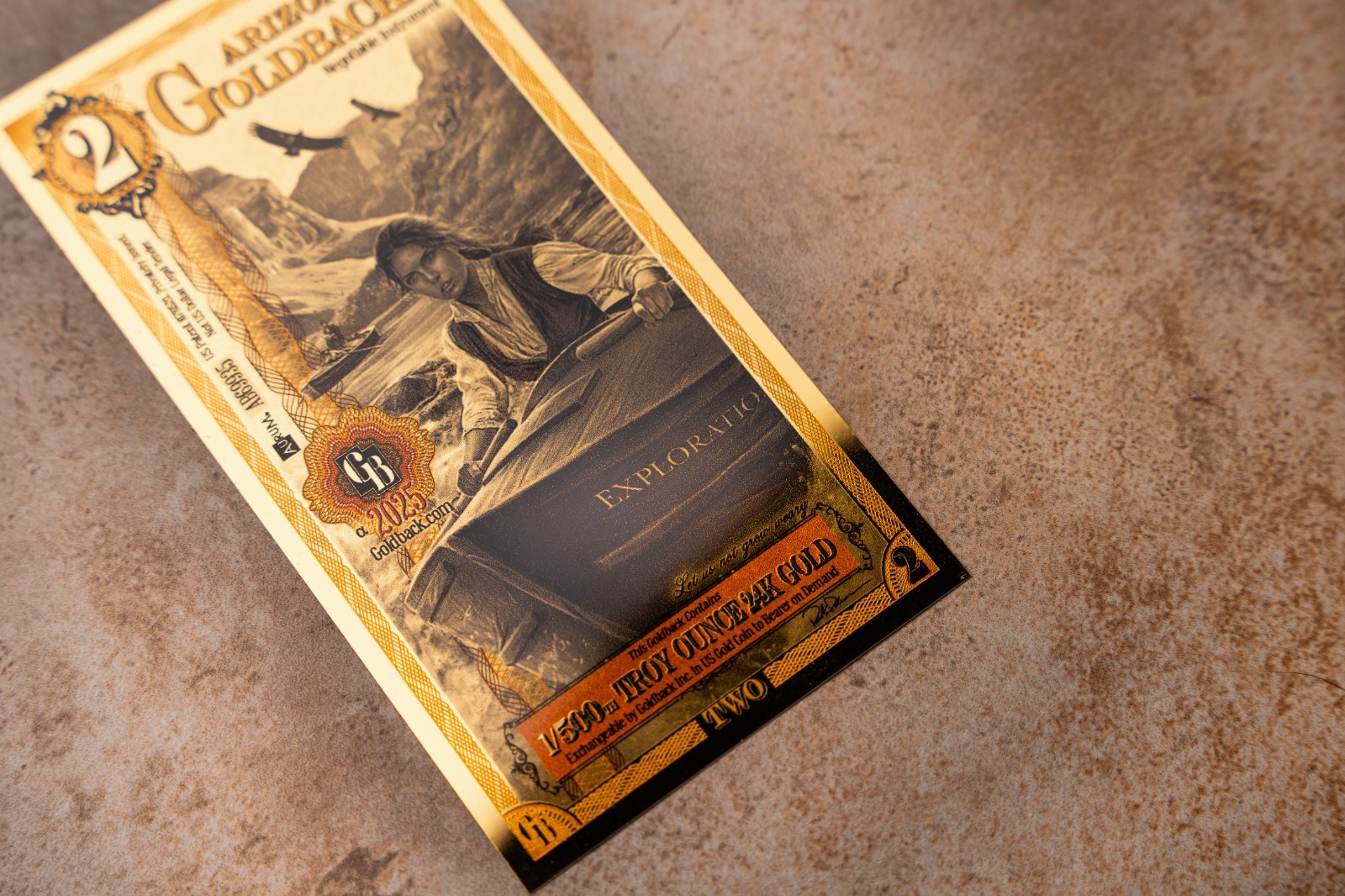 2025 - 2 ARIZONA Goldback Aurum Gold Foil Note 1/500 oz 24kt .999 Fine IN STOCK!