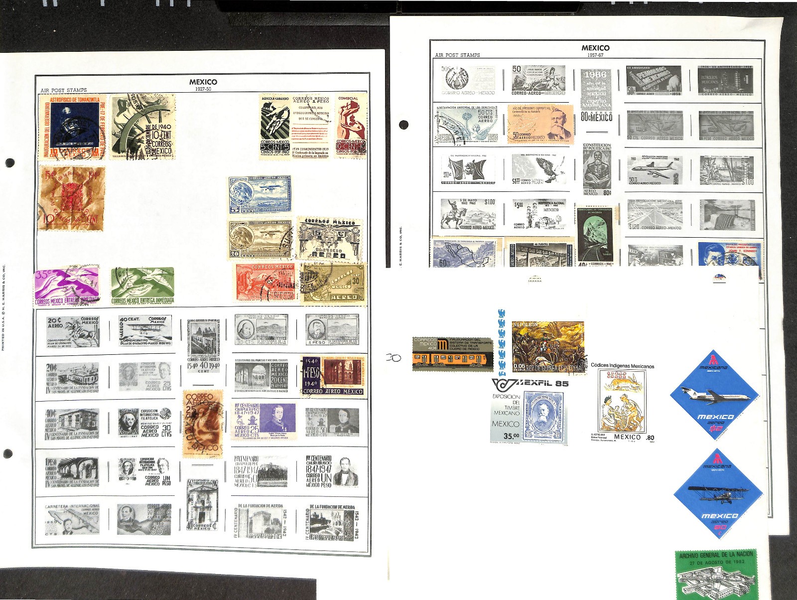 Mexico Stamp Collection on 24 Harris Pages, 1884-1985 (BI)