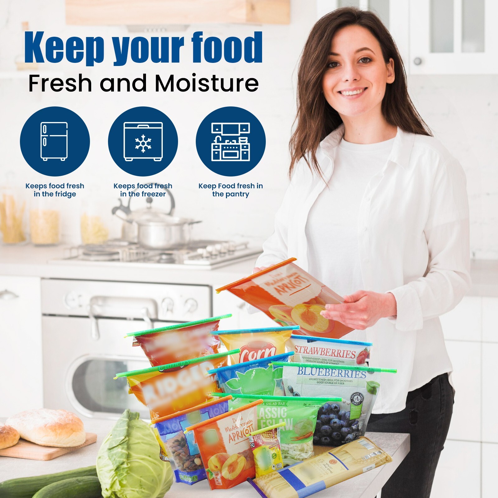 21-Bag Sealer Stick, 5 Diffrent Sizes multicolor,Keep Bags Airtight & Food Fresh