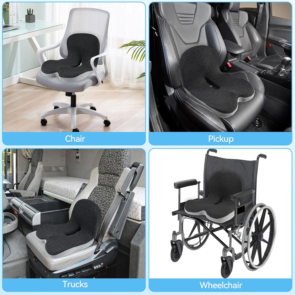 Memory Foam Seat Cushion Lumbar Support Ergonomic Back Support for Office Car