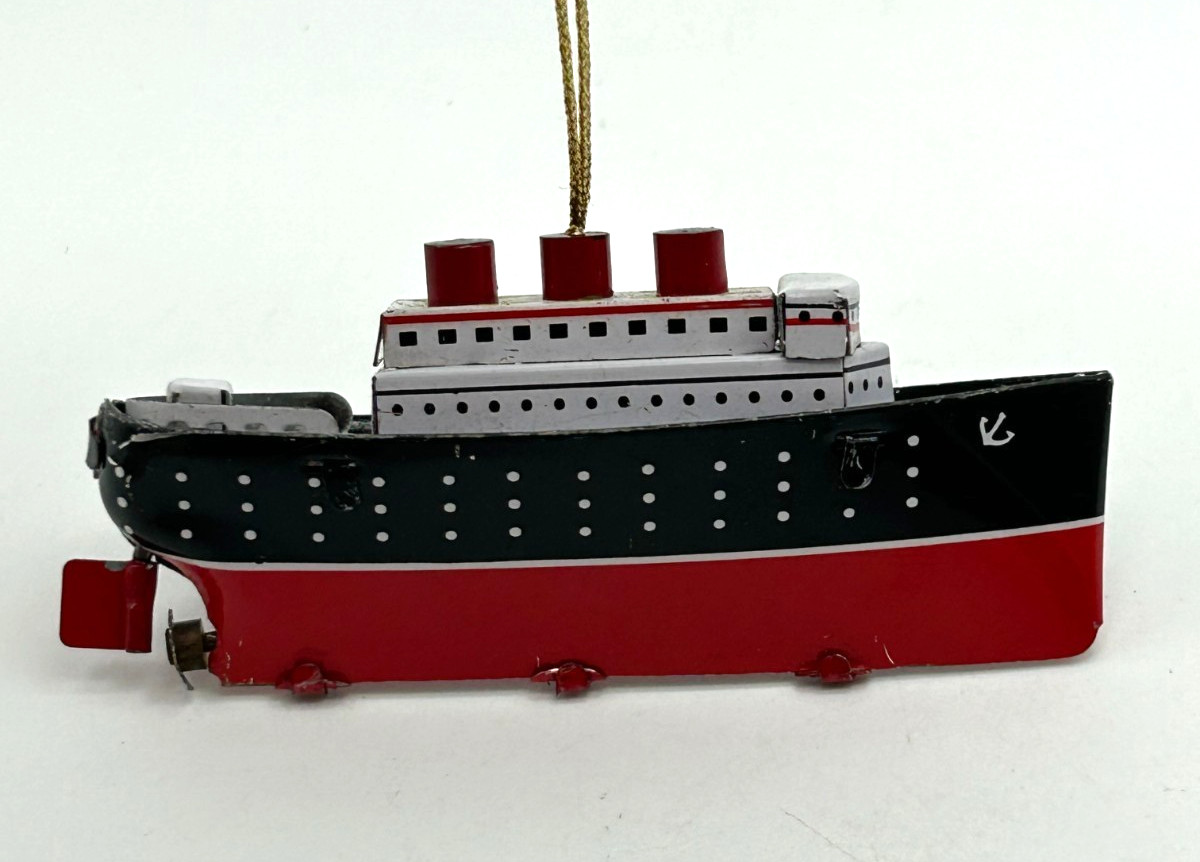 Vintage 1997 Tin Toy Schylling Christmas Ornament w/Box ~ Ocean Liner