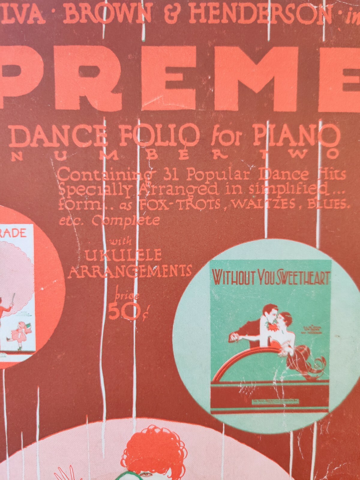 1927 Supreme Dance Folio for Piano No 2 Ukulele Arrangement Sheet Music Vintage