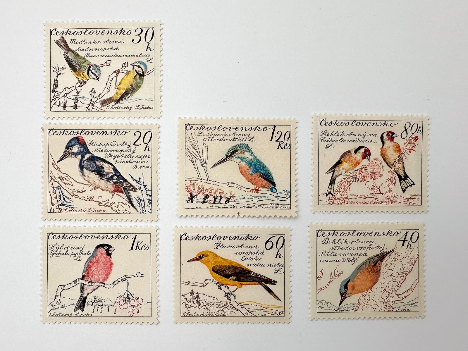 Postage Stamps Flora Fauna Czechoslovakia Vintage Set 19 pcs Birds Fishes Flower