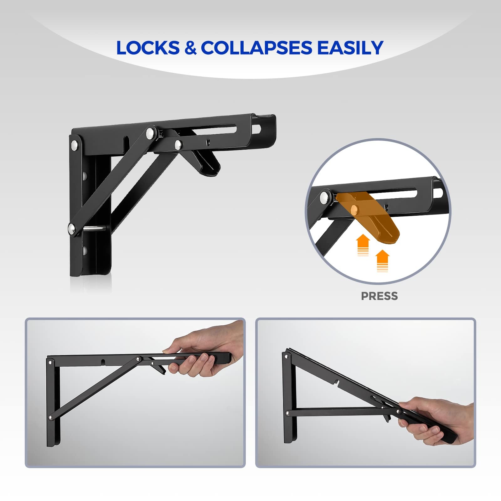 Wall Table Fold Down Hinge,10 Inch Self-Locking Folding Hinge,Save Space Drop