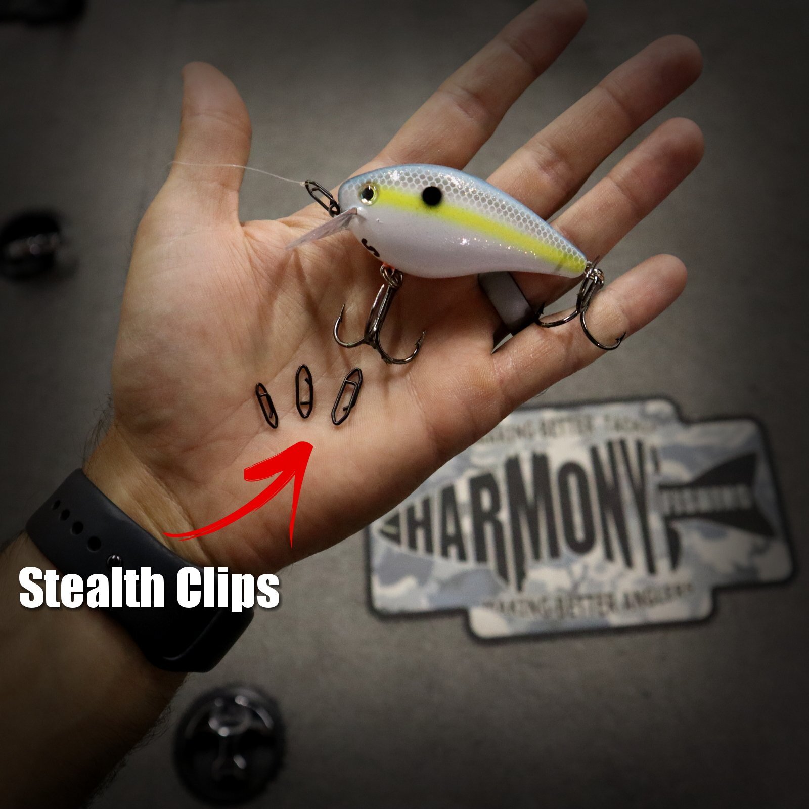 Harmony Fishing Stealth Clips (25 Pack) [Black Stainless] Quick Snaps For Lures