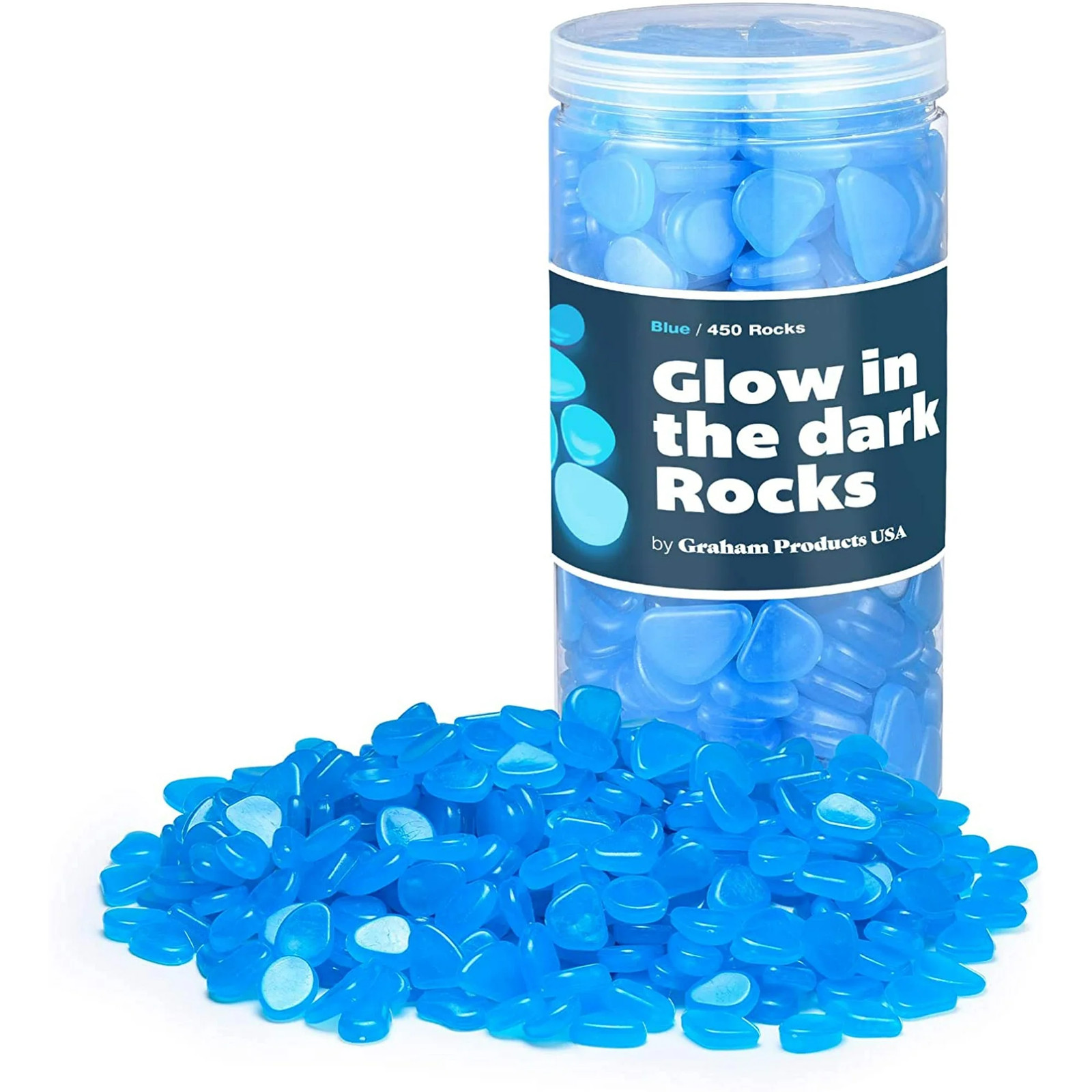 Glow in The Dark Rocks Indoor & Outdoor Use Blue, 450 Pieces
