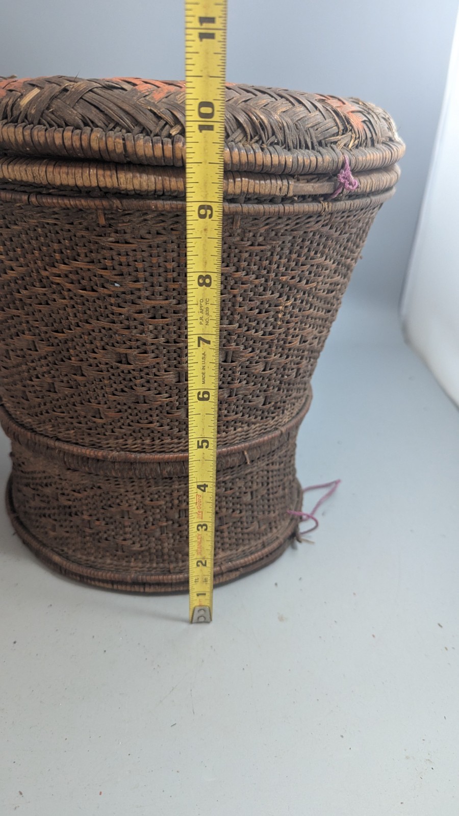 Older Dayak Borneo Rattan Lidded Basket Pedestal Rice Storage Indonesian