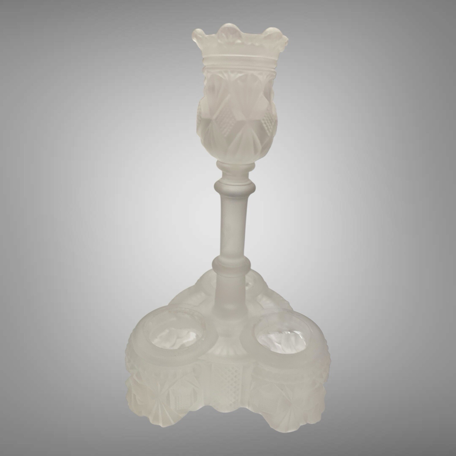 1860s Belmont Co. EAPG Pattern Glass Condiment Cruets (2) And Castor Set