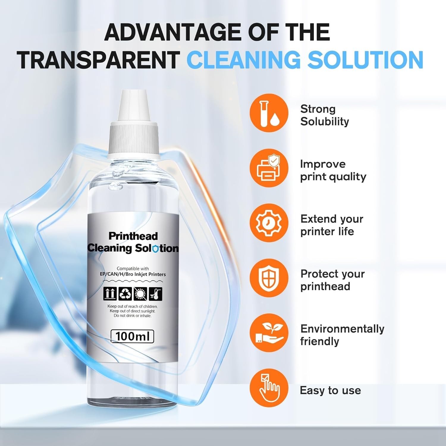 Printhead Cleaning Kit HP, Epson,Canon, Brother & Lexmark 100ml High Efficiency