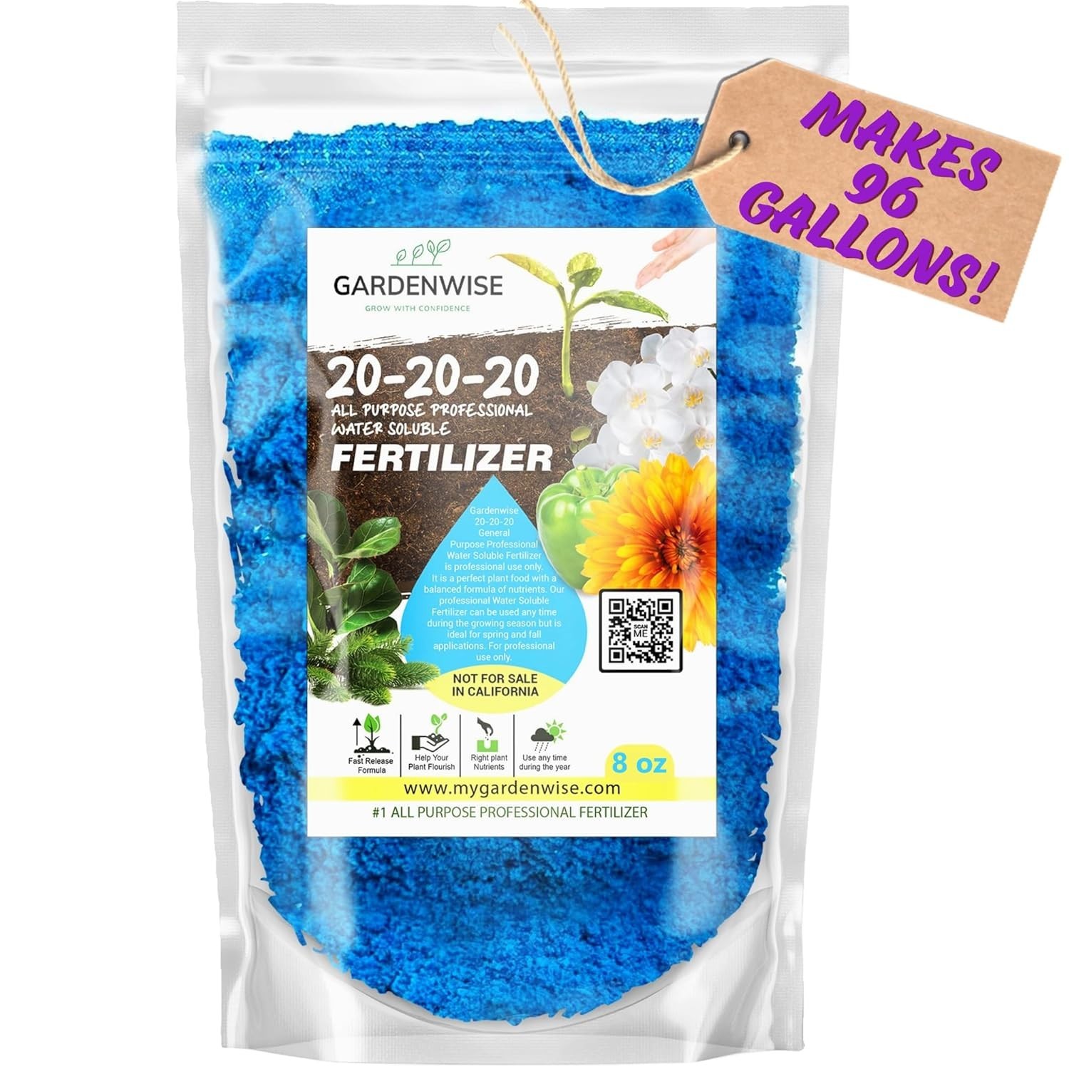 20-20-20 Water Soluble Fertilizer | All Purpose Plant Food for Garden & Lawn