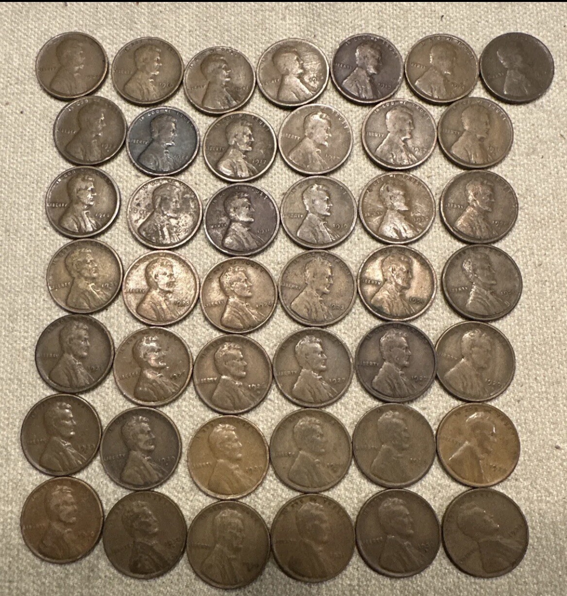 1909 - 1933 P D S 45 Lincoln Penny Cents Circulated Set Some Tough D & S Dates