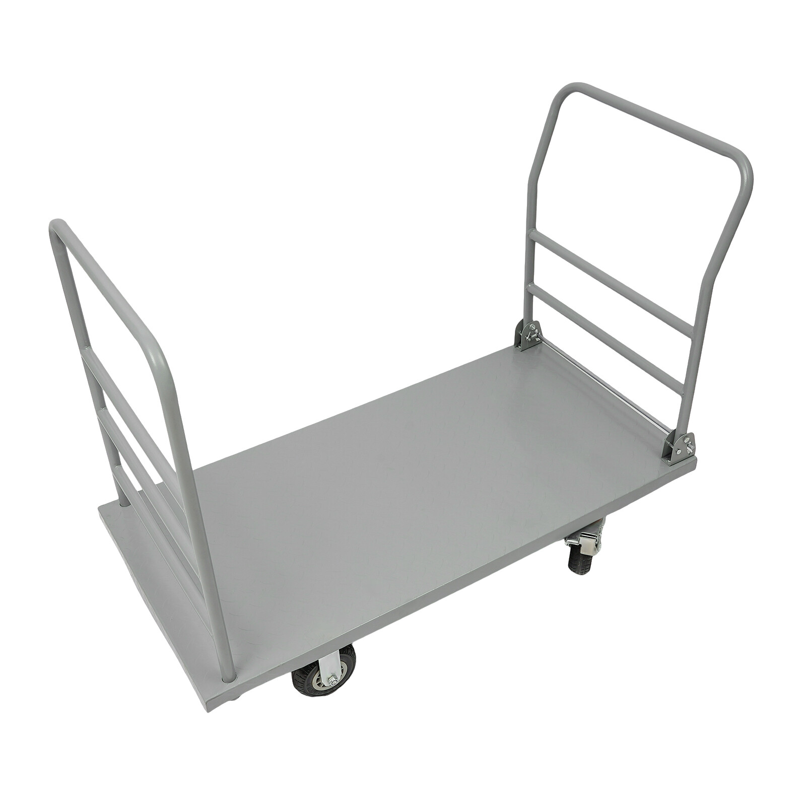 2000lbs Steel Platform Truck 48x24x36" Hand Push Flat Cart 2 Casters w/ Brake US