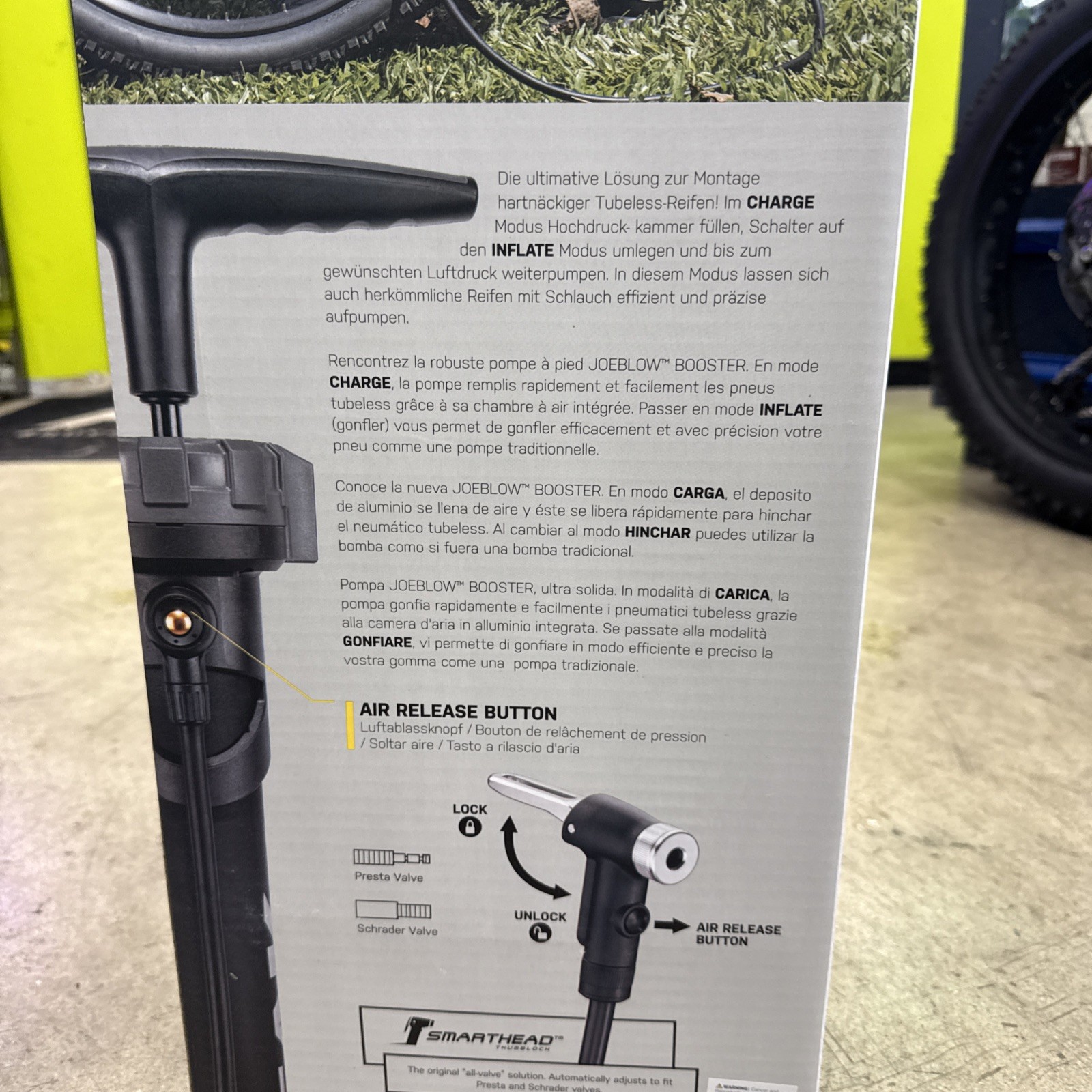 JoeBlow Booster Floor Pump with Gauge Perfect For TUBELESS Bicycle Install!