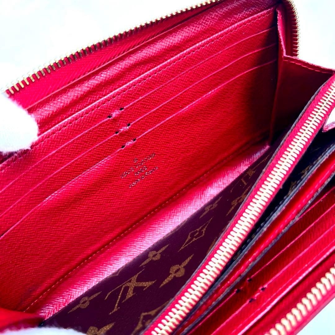 LOUIS VUITTON Monogram Retiro Round Zip Long Wallet Cerise Brown M61854