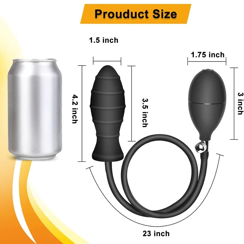Inflatable Expandable Anal Balloon Butt Plug Dildo With Hand Pump