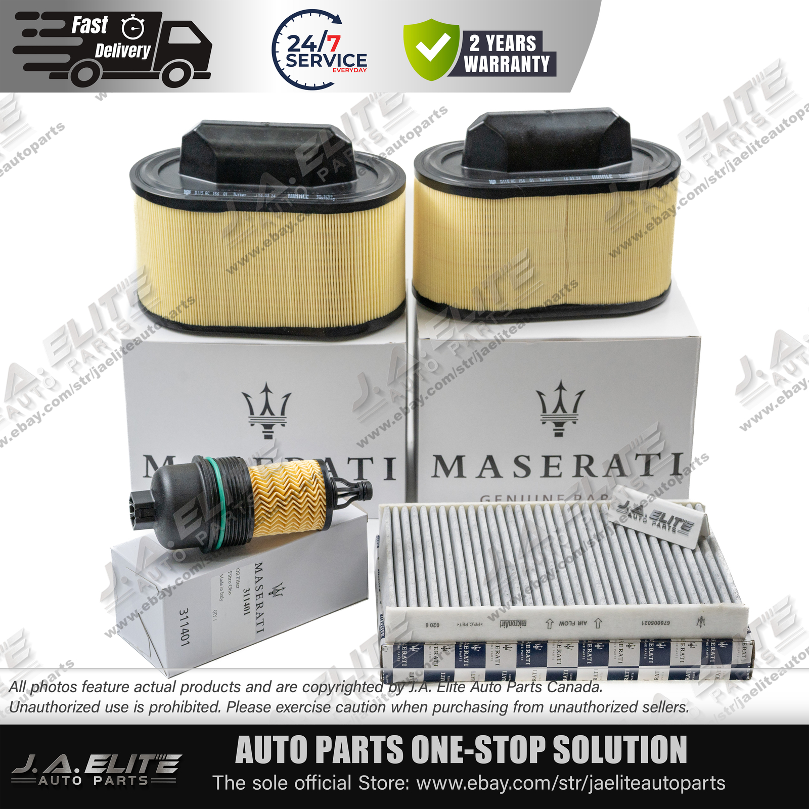 Genuine Oil & Air & AC Filters for Maserati V6 Gas Ghibli Quattroporte & Levante