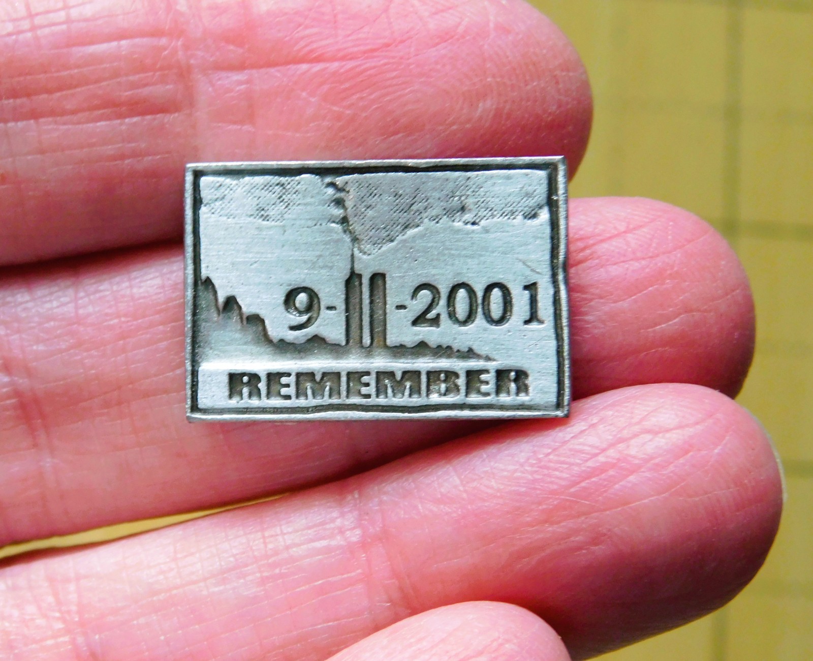RaRe! Tac Pin 9-11-2001 REMEMBER Twin Towers 20th Anniversary Pewter Original