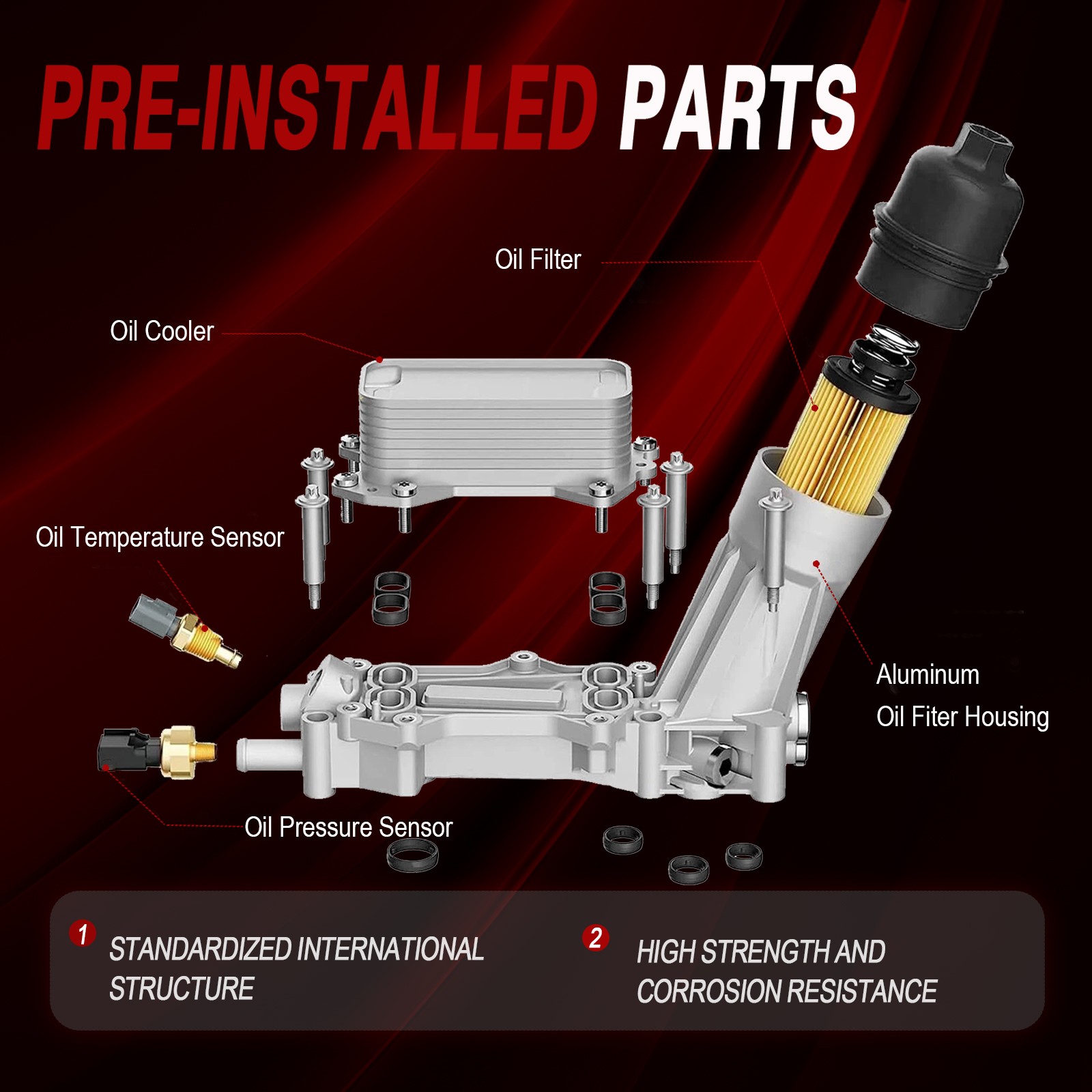 Engine Oil Cooler Filter Housing Assembly For Dodge Jeep Chrysler 2011-2022 3.6L