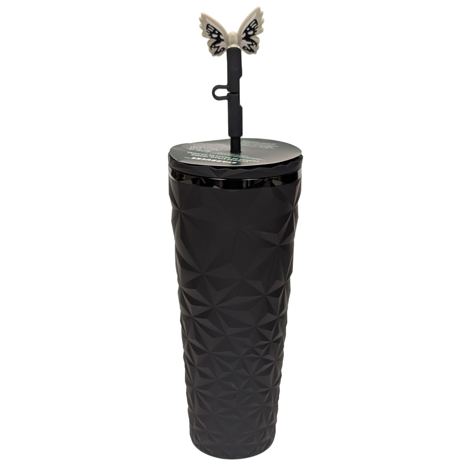 Starbucks Tumbler Glow-In-The-Dark Butterfly Topper Black Beveled Cup 2025, 24oz