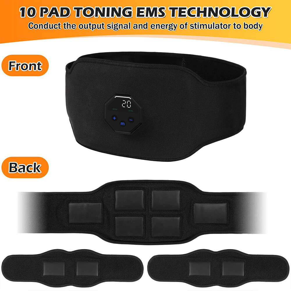 EMS Abdominal ABS Muscle Stimulater Training Toner Fitness Workout Belt 10 Modes