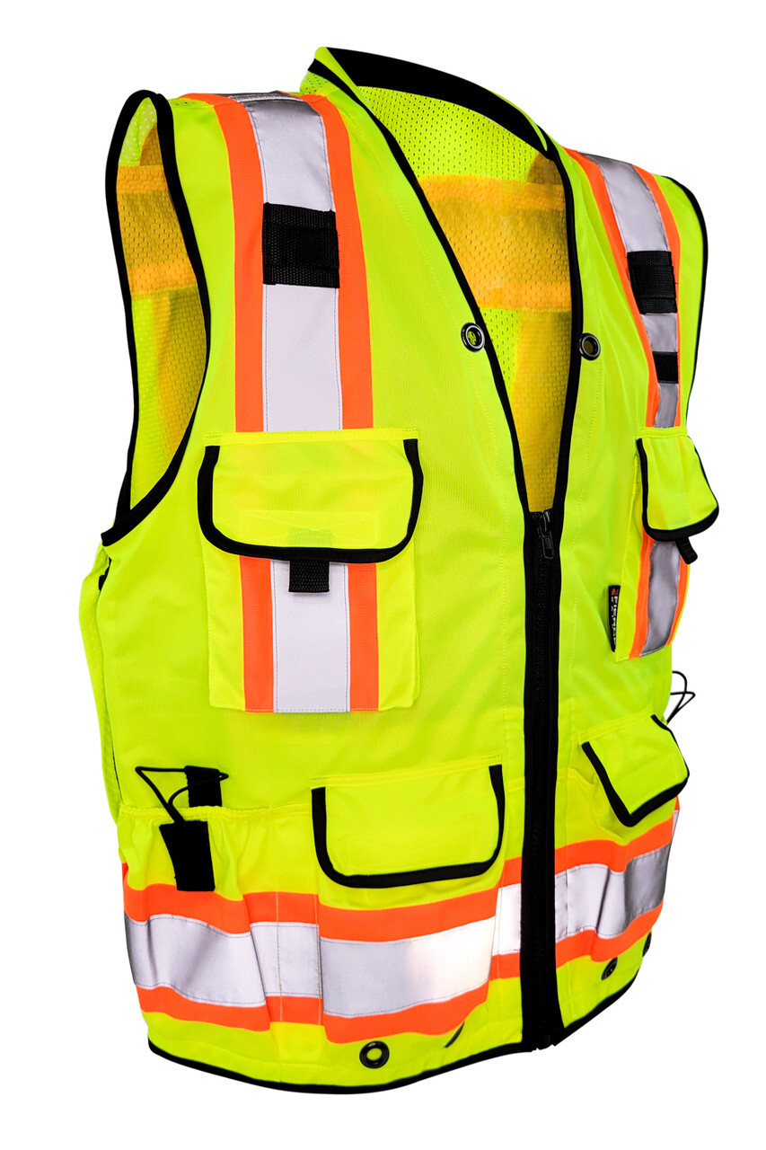 Fierce Safety Class 2 Lime Heavy Duty Vest with Tablet Pockets