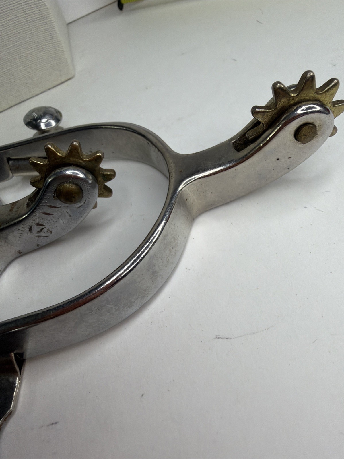 Vtg Western Equestrian Riding Spurs Button Rowels