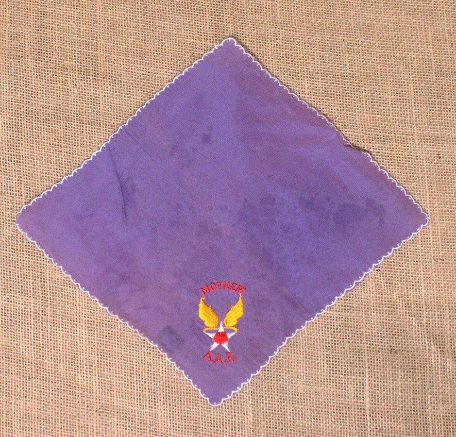 WWII Souvenir/Sweetheart Handkerchief - Army Air Force "Mother" - purple