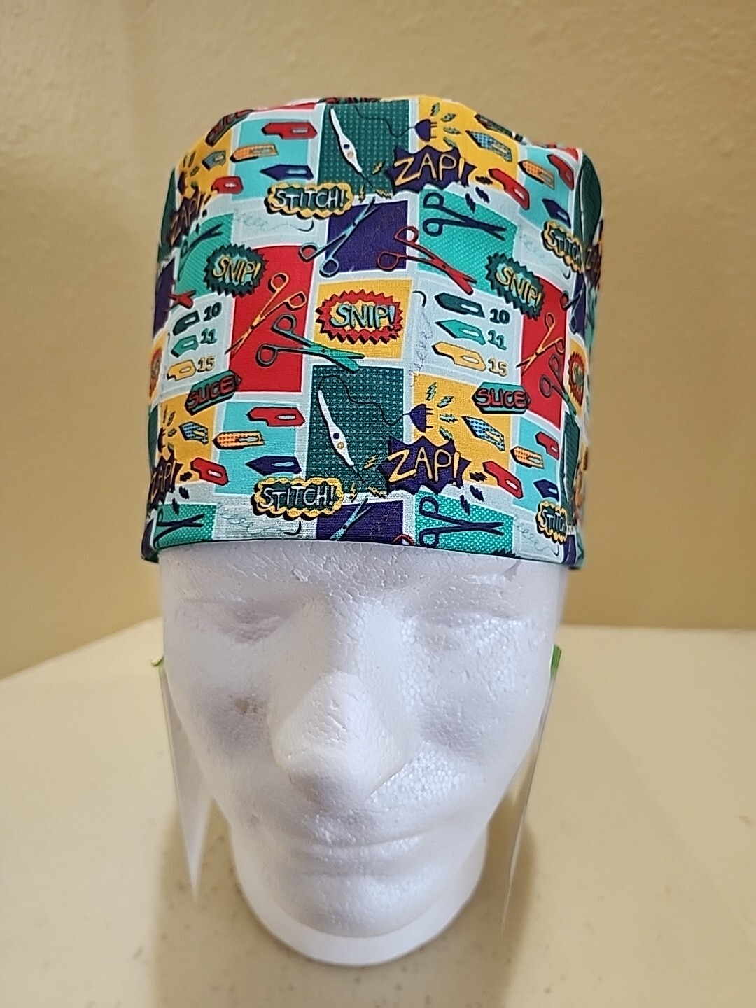 Surgery Comic Book OR Men's Skull/Chemo Surgical Scrub Hat/Cap Handmade