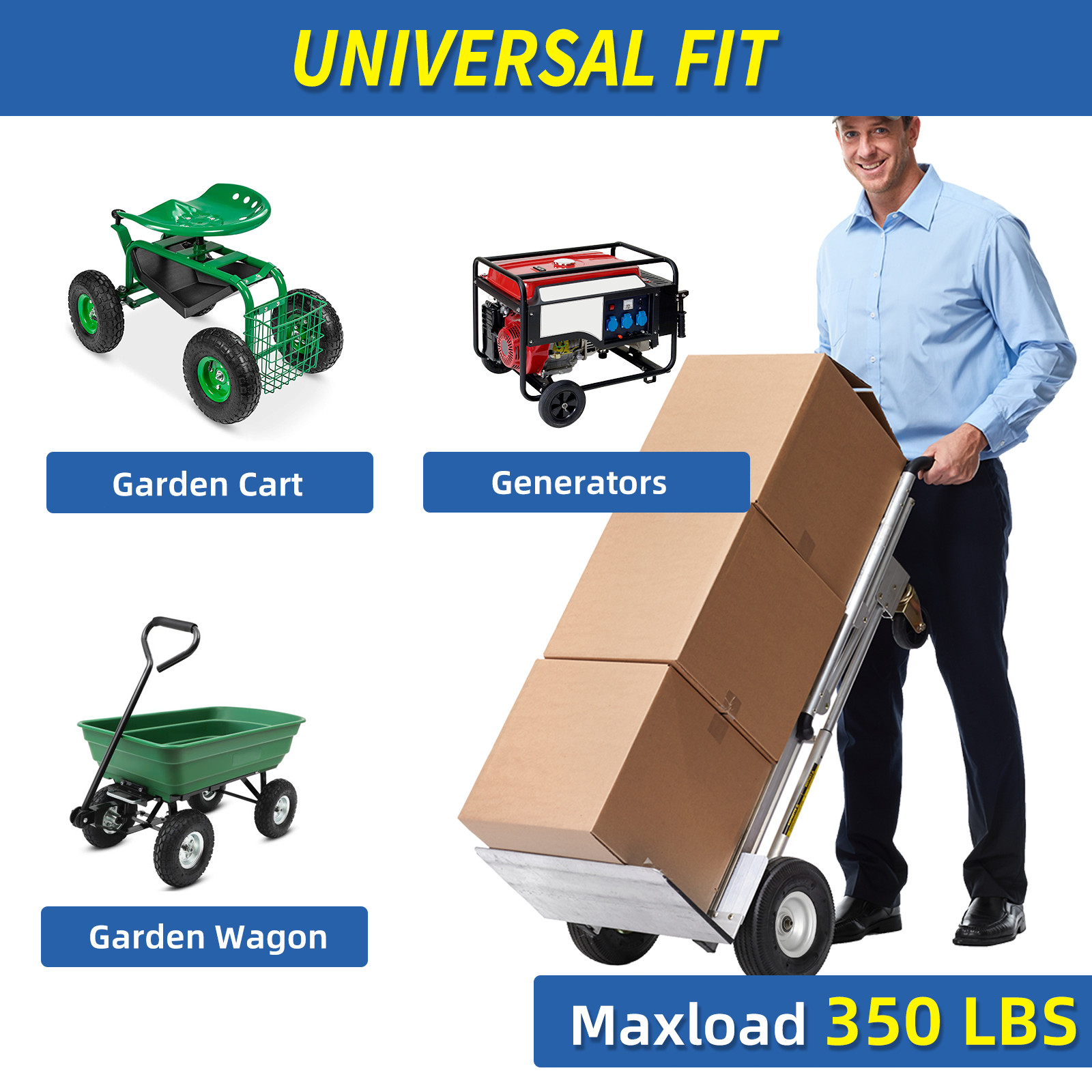 4.10/3.50-4 Flat Free Tire & Wheel for Hand Truck Garden Wagon Cart 2 Pack