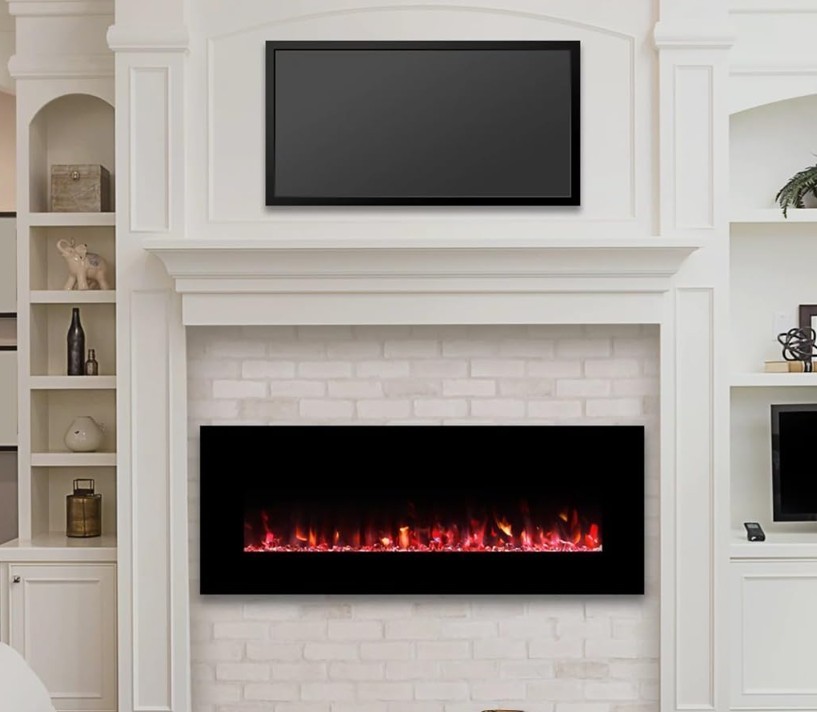 Chimenea Electrica De Calentador Empotrado Pared Remoto Ultrafino 12 Colores 50"