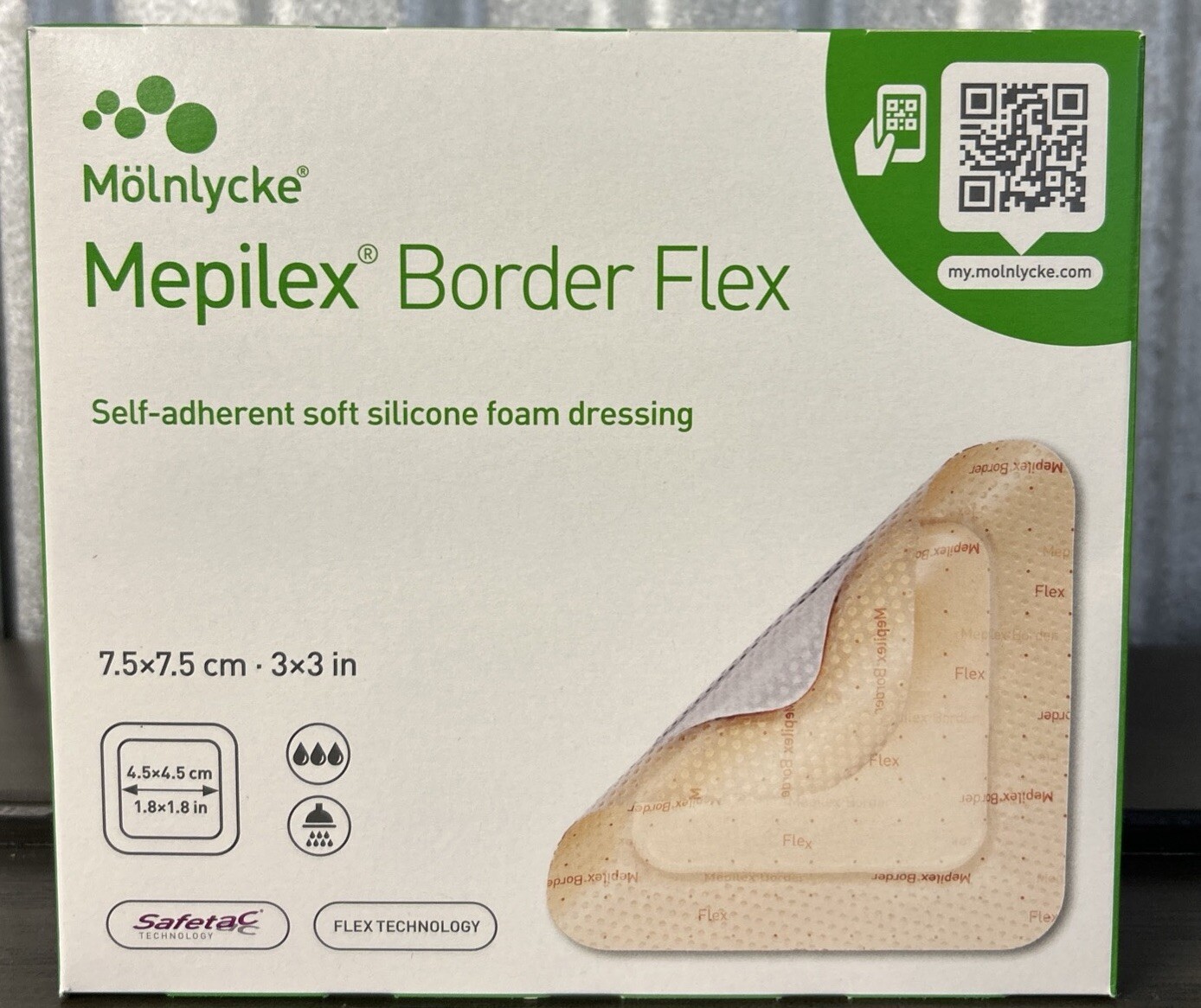 Mepilex Border Flex 595200 Self Adherent 3 x 3 Silicone Foam Dressing 5 Count