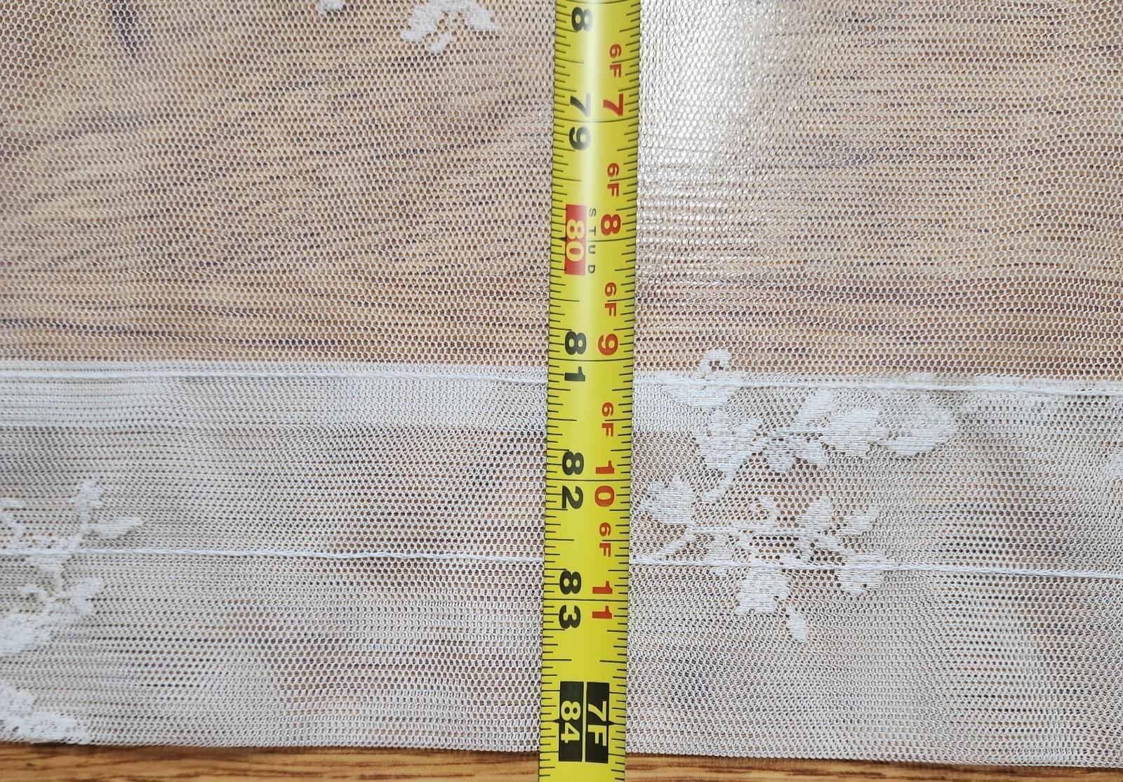 Vintage Pair Floral Lace Curtain Panel Cottagecore Sheer Window Covering READ