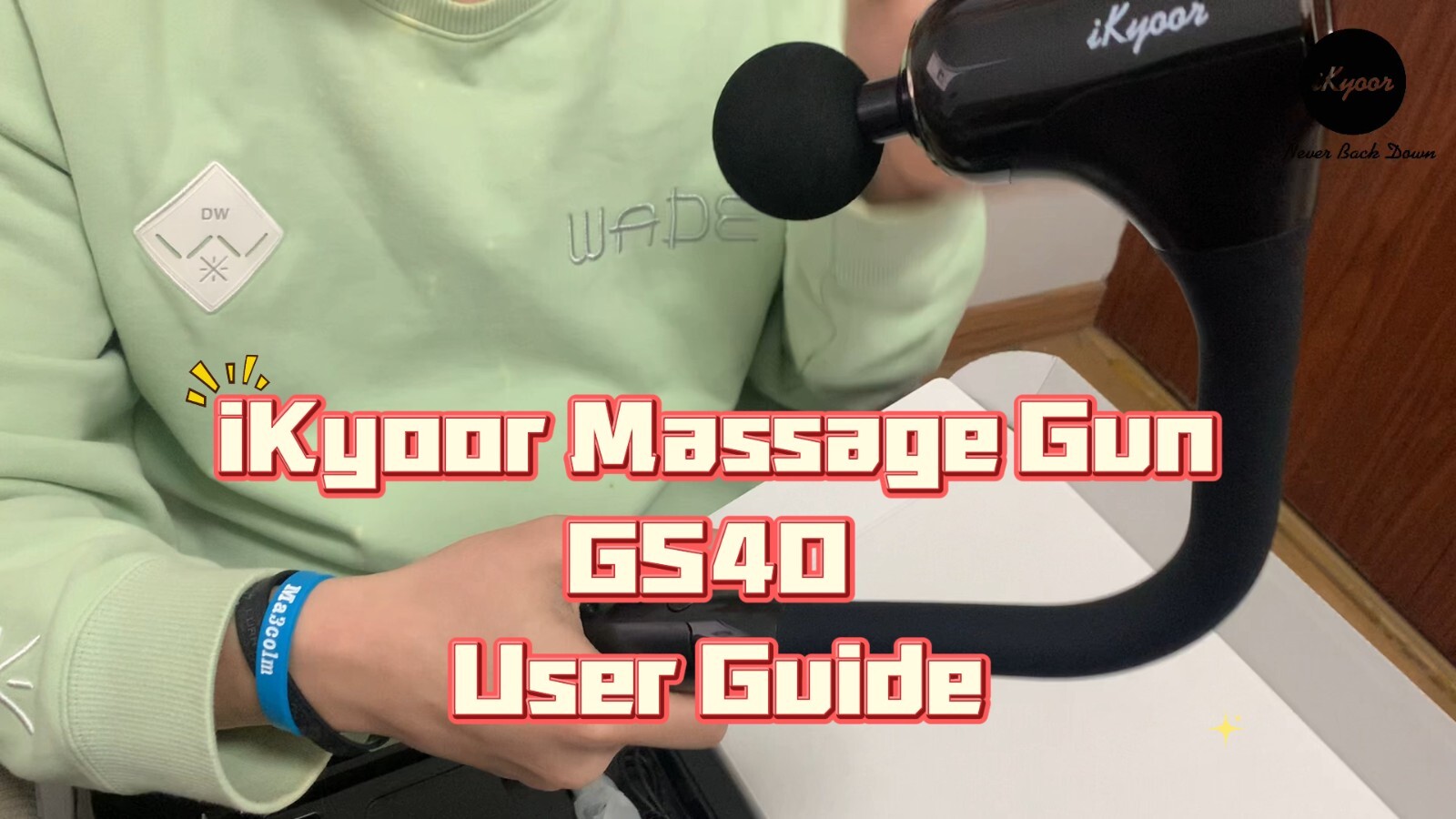 iKyoor Massage Gun Brushless Exended Handle Deep Tissue Electric Massage Hammer