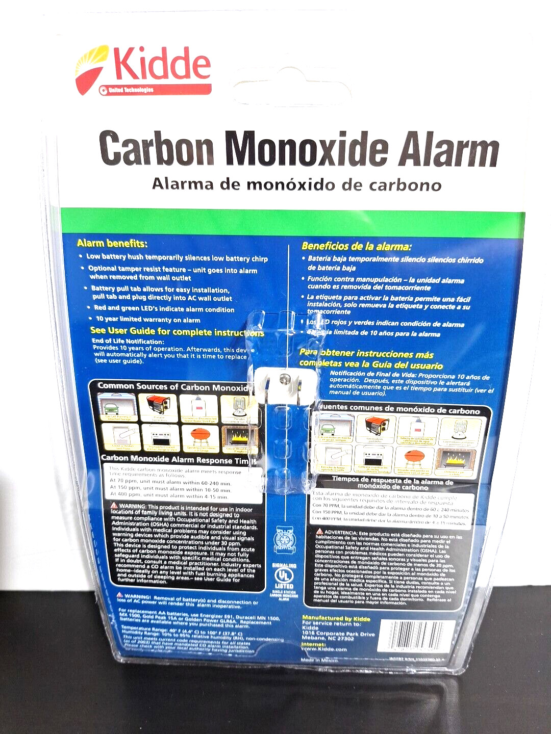 Kidde KN-COB-DP2 Carbon Monoxide Alarm AC Powered Plug In w/ Battery Backup New