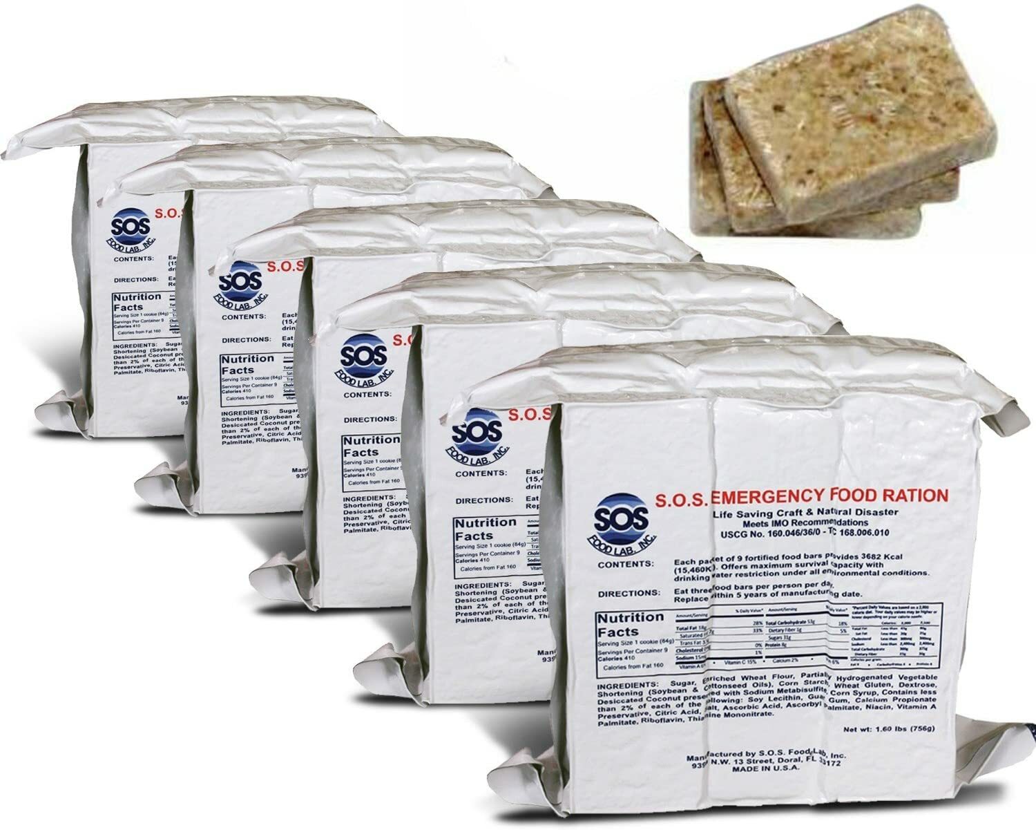 SOS EMERGENCY FOOD RATIONS  5/3600 CALORIE BARS  SURVIVAL FOOD STORAGE DISASTER