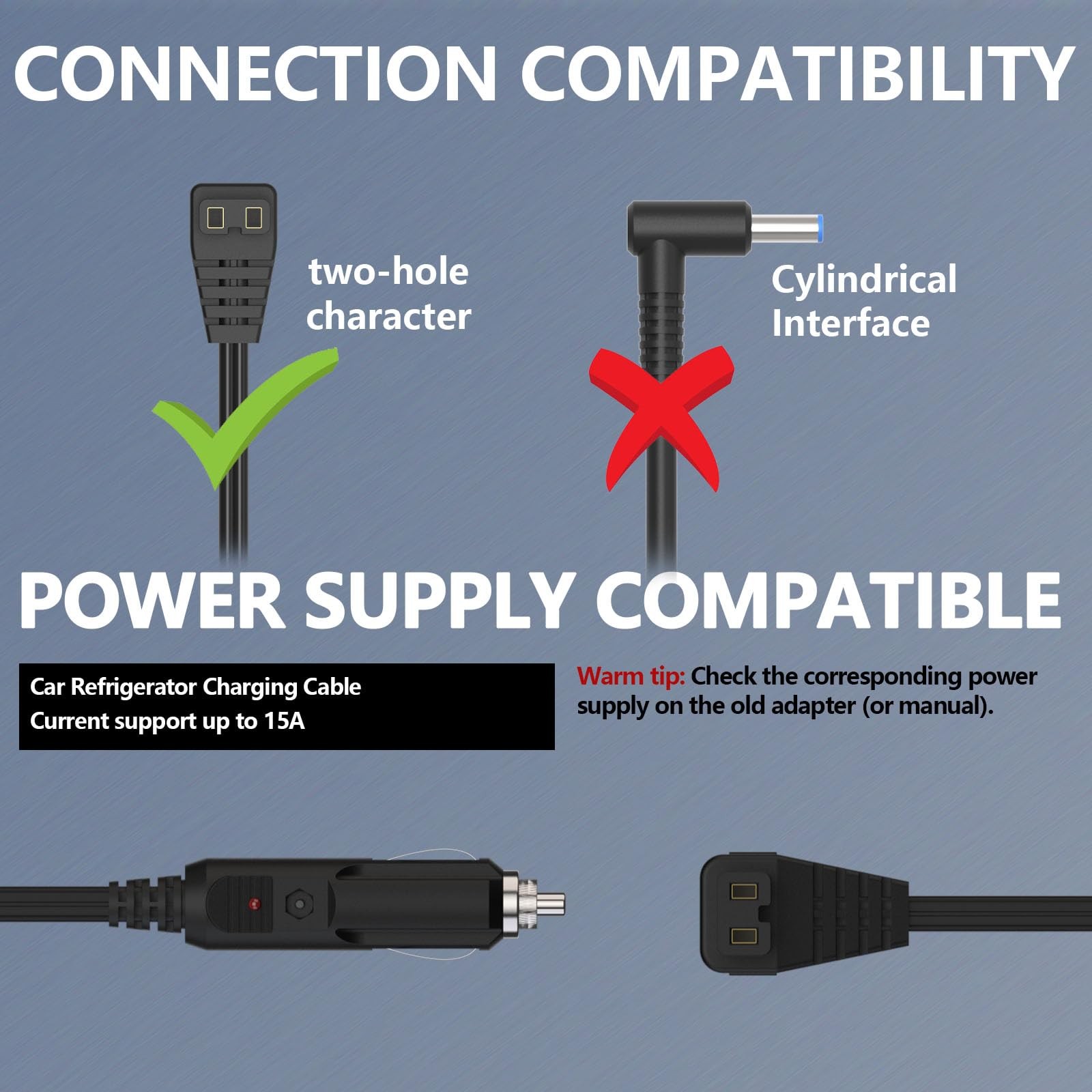 12V Portable Car Refrigerator DC Power Cord Fridge Freezer Cooler Charger for Bo