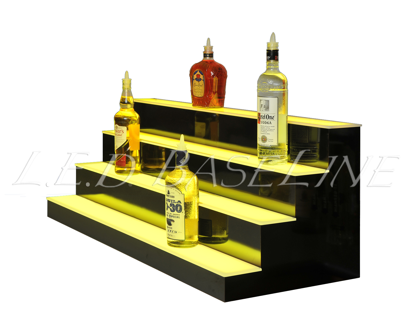 50" LED BAR SHELVES, Four Steps, Lighted Bar Shelf, Liquor Bottle Display Rack