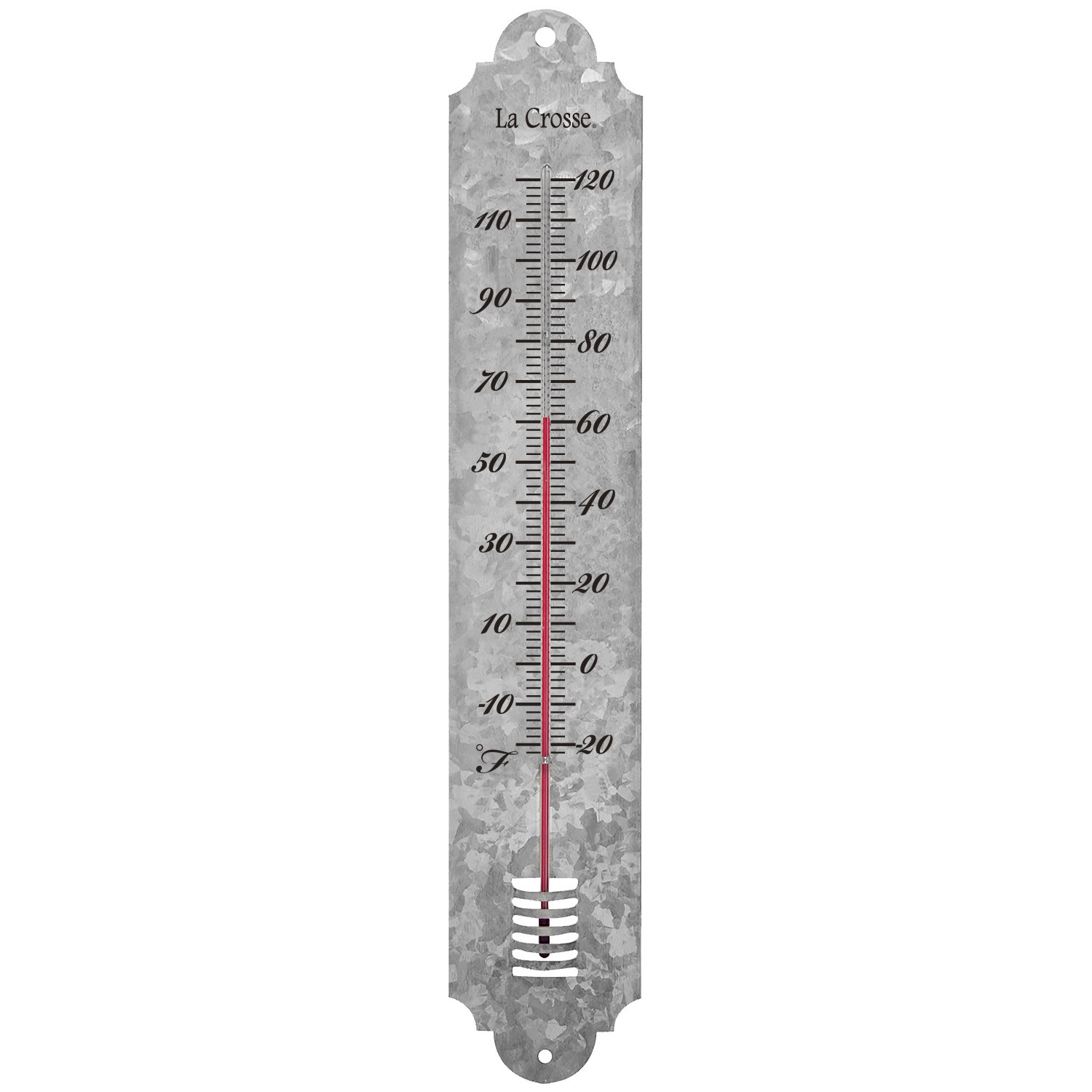 204-1550 La Crosse 19.25" Indoor/Outdoor Galvanized Metal Thermometer
