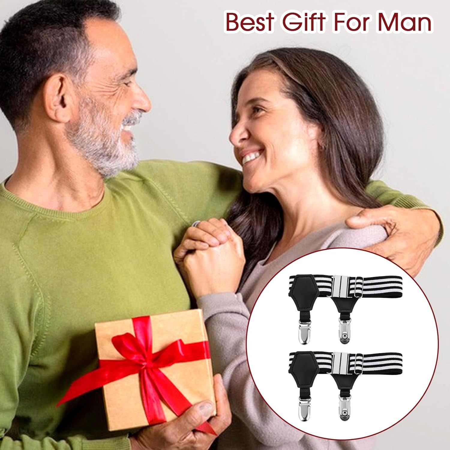 2 Pack Adjustable Men'S Sock Garters Suspenders Non Slip Sock Strap Suspenders