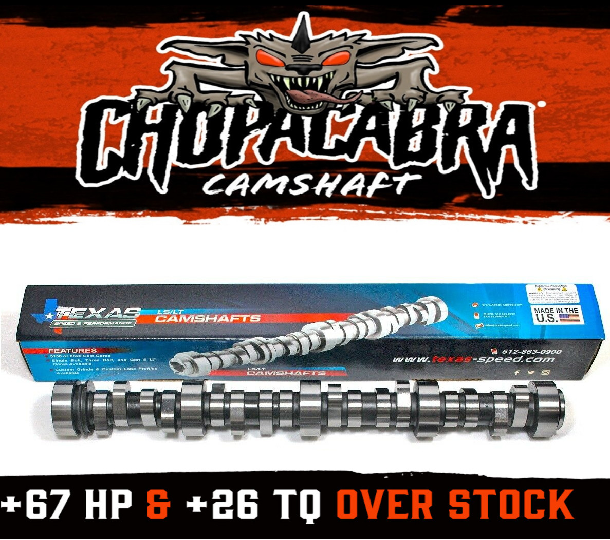 Texas Speed TSP CHOPACABRA for Chevy Truck Cam Kit - 214/222 .550"/.550"
