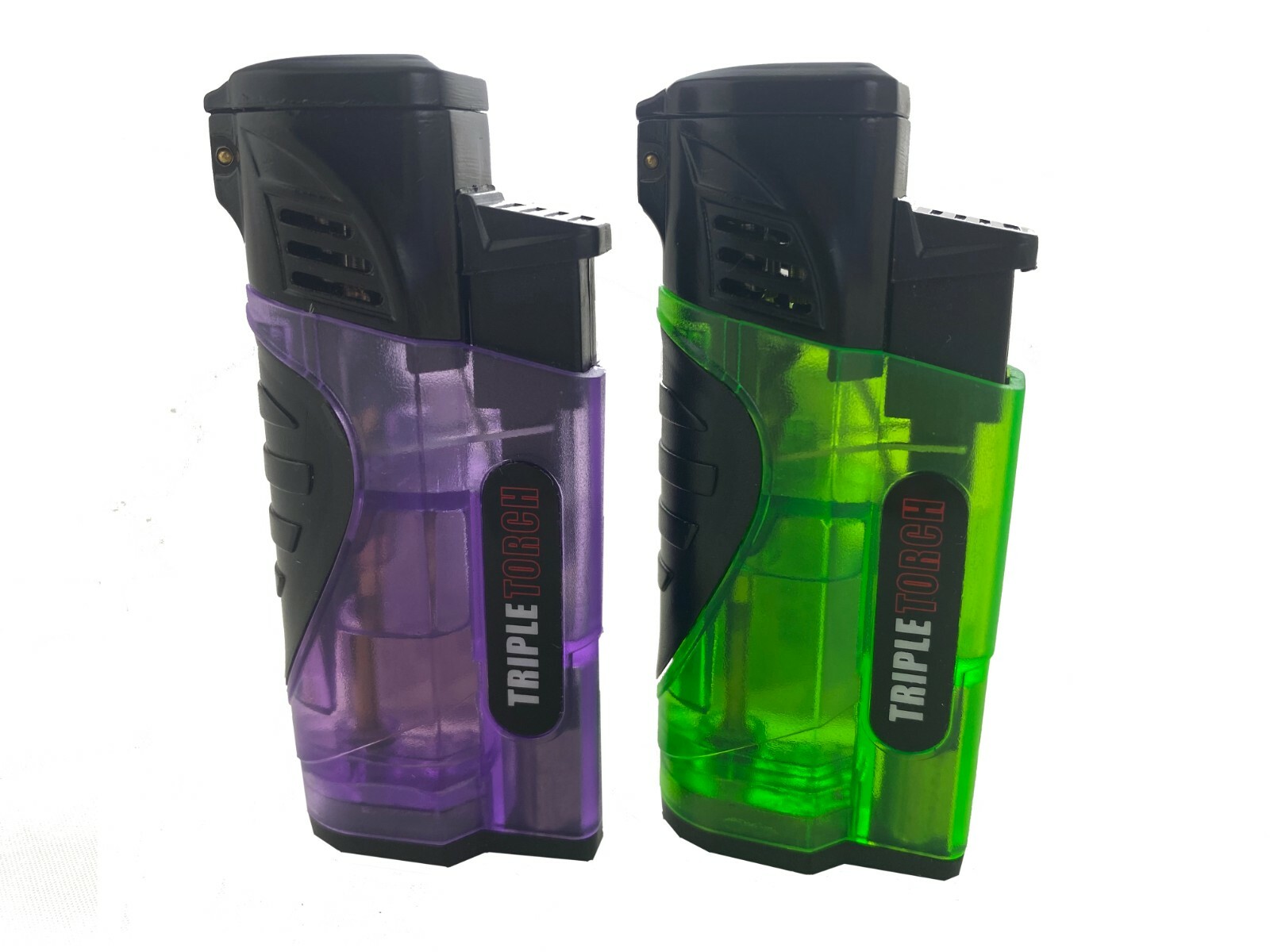 4 PACK Triple Clear Color Torch Lighter Adjustable Flame W/Cigar Puncher PR