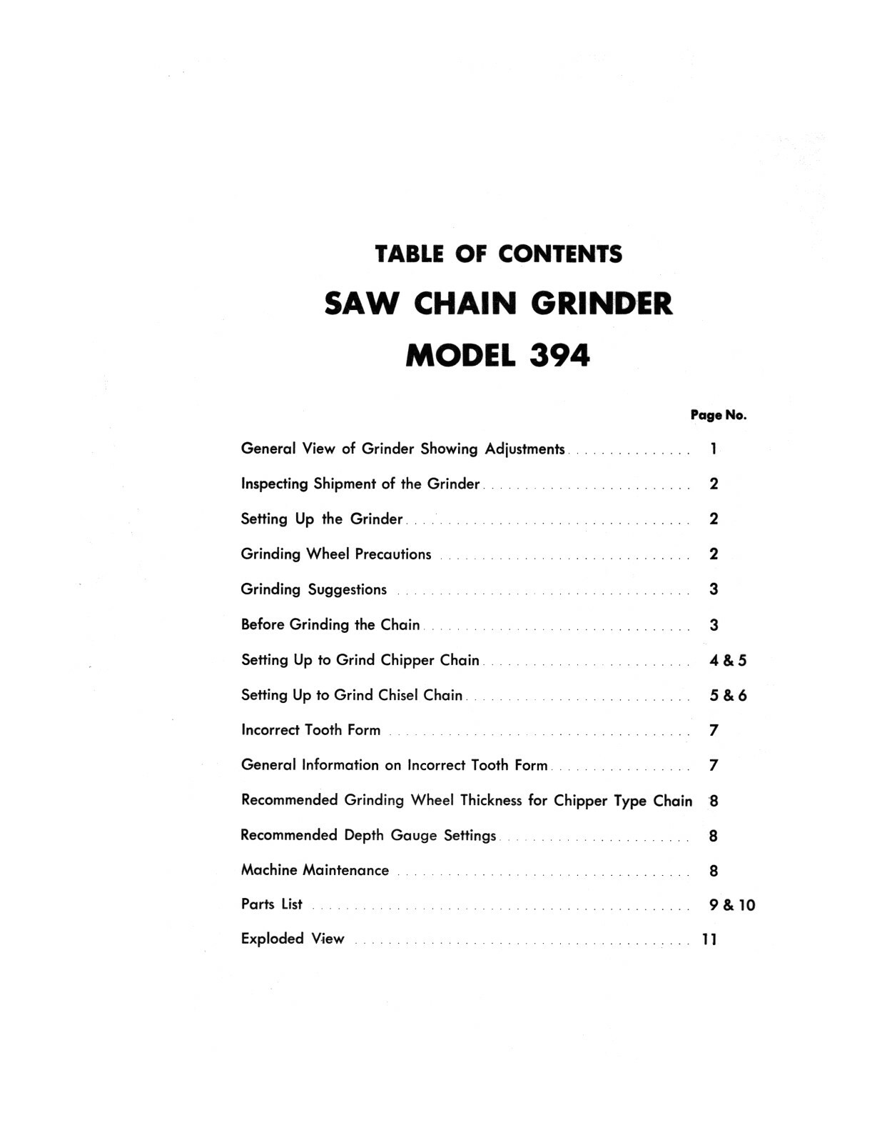 Foley Belsaw Model 394 Saw Chain Grinder Operator & Parts Manual #1581