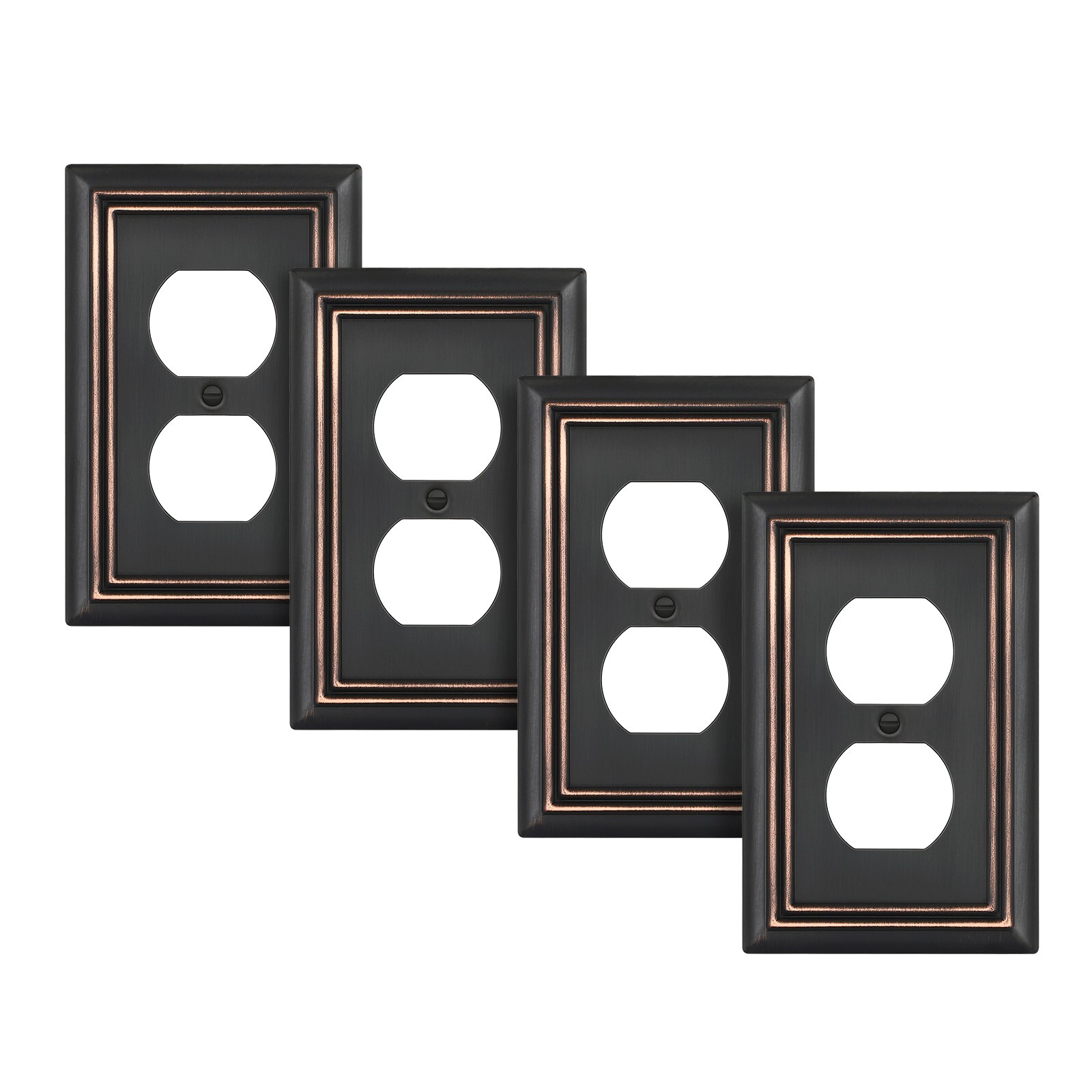 DEWENWILS 4-Pack Duplex Wall Plate, Metal Wall Outlet Cover, Aged Bronze, Duplex
