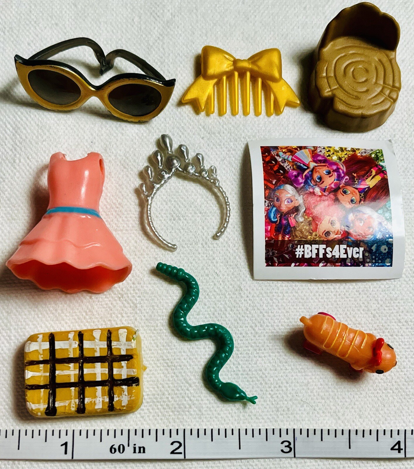 88 Piece + Girls Mixed Toy Lot Mini Dolls Pets Toys Food Mini Brands Figurines +