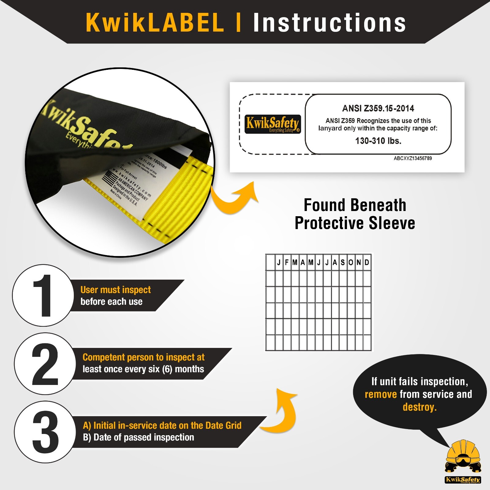 KwikSafety RATTLER 6' Shock Absorbing Safety Lanyard