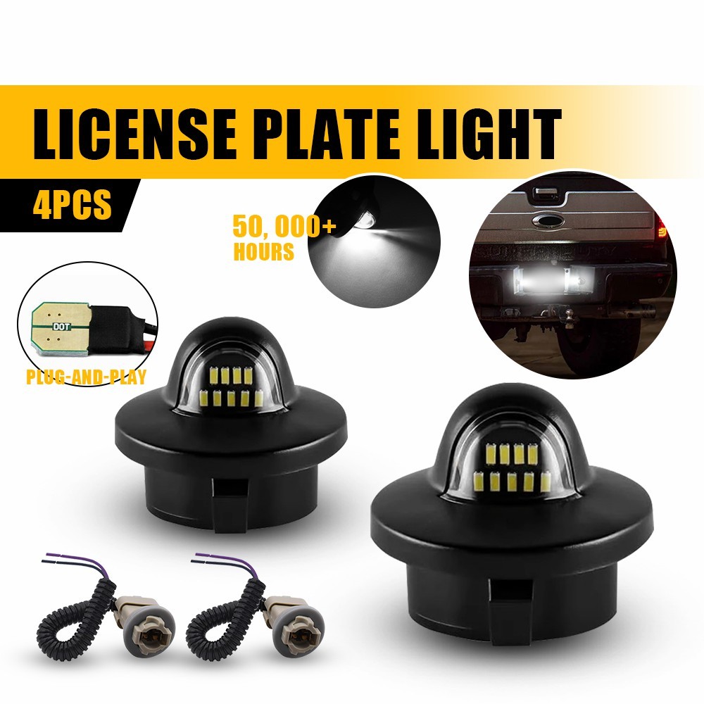 LED License Plate Light w/Wiring Harness Socket for 99-16 Ford F250 F350 F450 SD