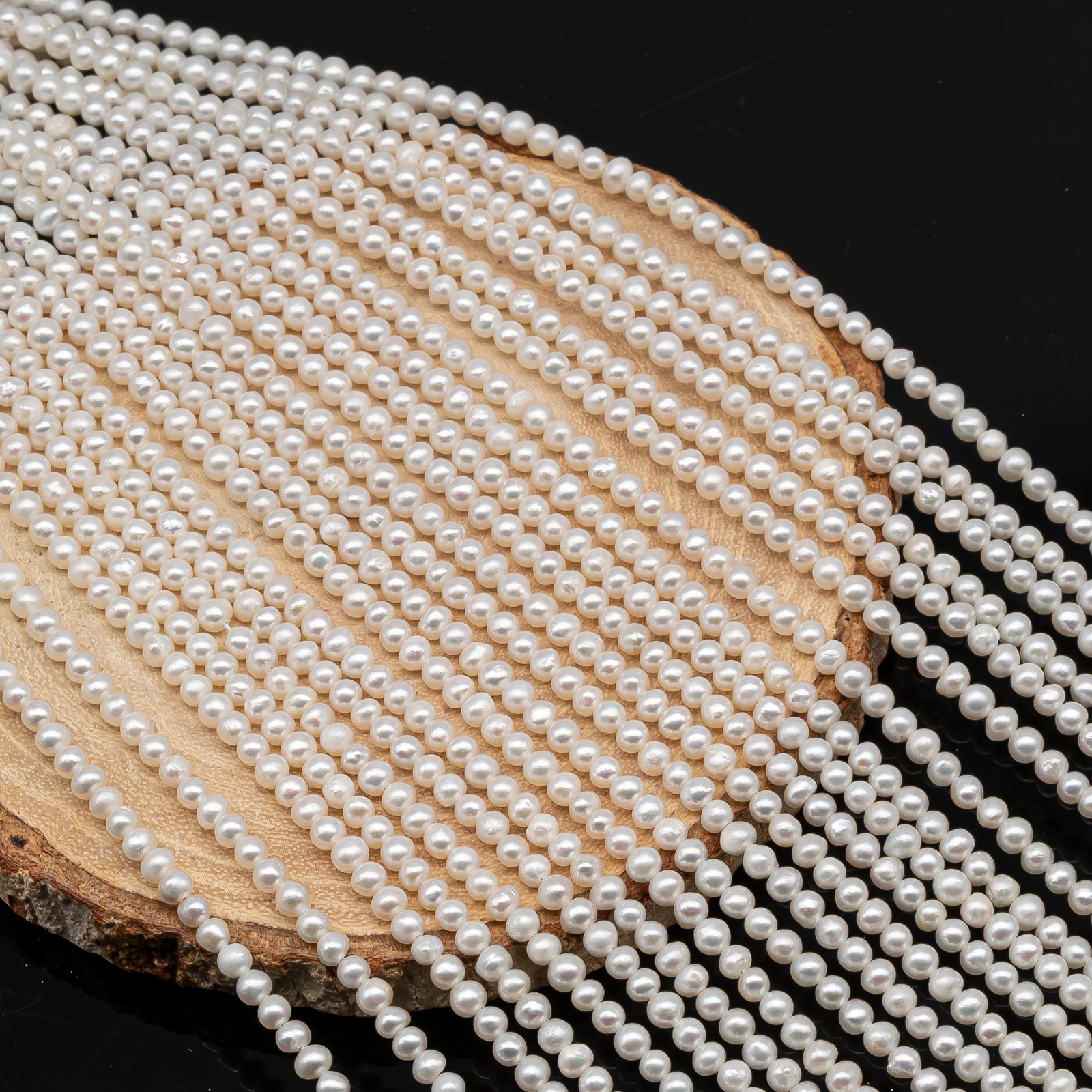 2.5-3mm or 3-4mm Freshwater Pearls Near Round Pearl Beads, White Color, Seed Pe