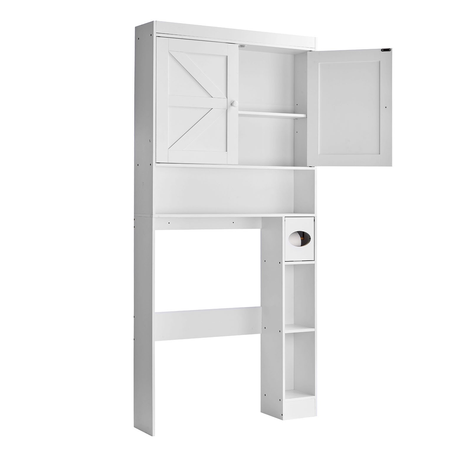 Over The Toilet Storage Cabinet for Bathroom with Adjustable Shelf White 67.4" H