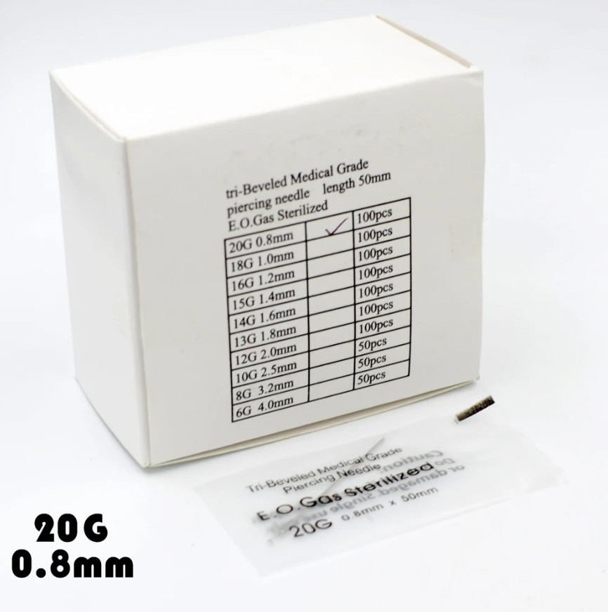 20pcs Disposable Surgical Steel Piercing Needles Sterile Tattoo Tools - NEW