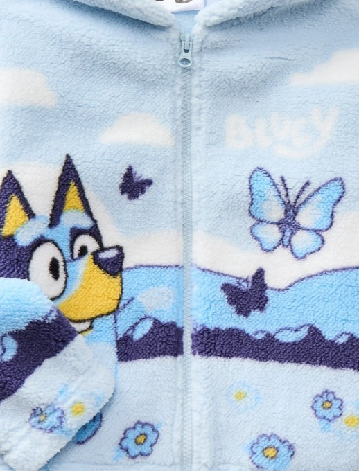 BLUEY Girls Sherpa Fleece Zip Up Jacket Sz 7 8 Cartoon Cozy Warm Winter Playful